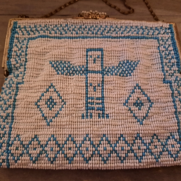 Stunning Native American Handmade Beaded Purse - Art Deco Style - Picture 3 of 9